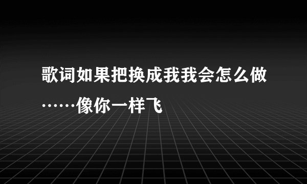 歌词如果把换成我我会怎么做……像你一样飞