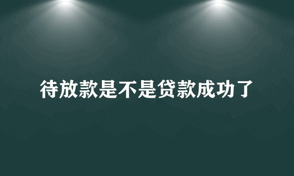 待放款是不是贷款成功了