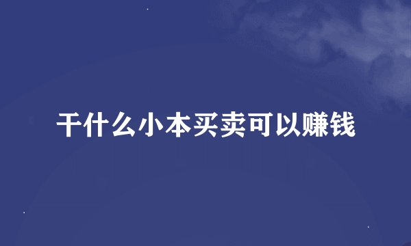 干什么小本买卖可以赚钱