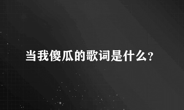 当我傻瓜的歌词是什么？