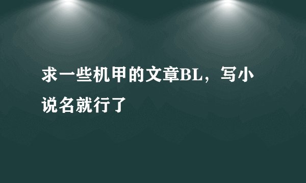 求一些机甲的文章BL，写小说名就行了