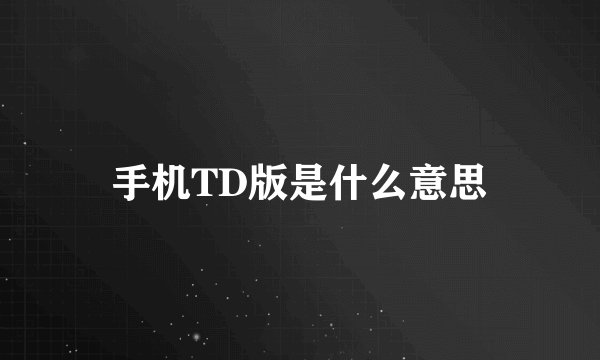手机TD版是什么意思