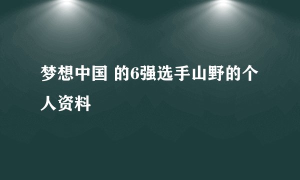 梦想中国 的6强选手山野的个人资料