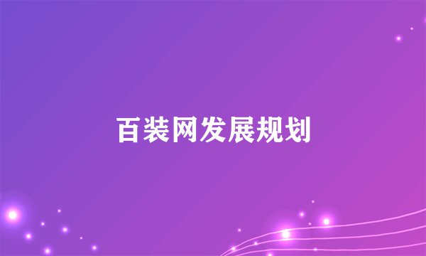百装网发展规划