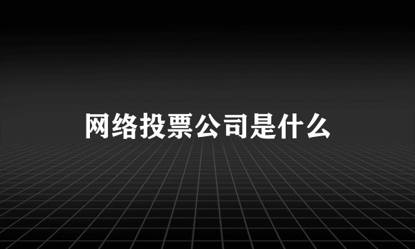 网络投票公司是什么