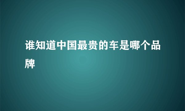 谁知道中国最贵的车是哪个品牌