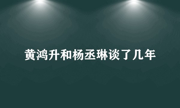 黄鸿升和杨丞琳谈了几年