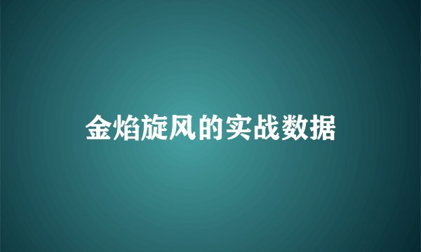 金焰旋风的实战数据