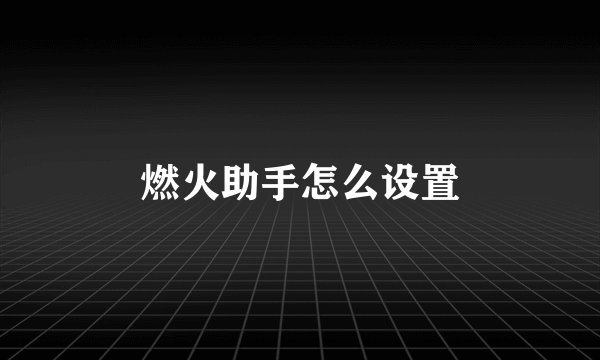 燃火助手怎么设置