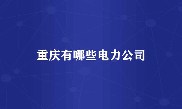 重庆有哪些电力公司
