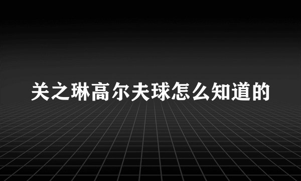 关之琳高尔夫球怎么知道的