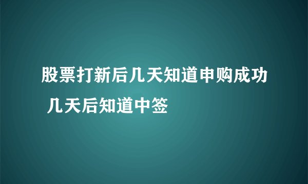 股票打新后几天知道申购成功 几天后知道中签