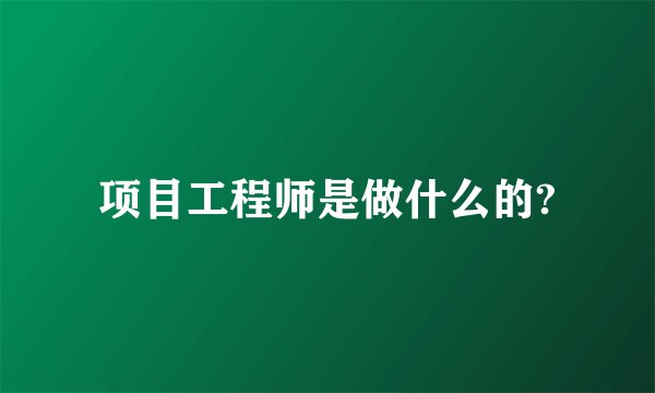 项目工程师是做什么的?