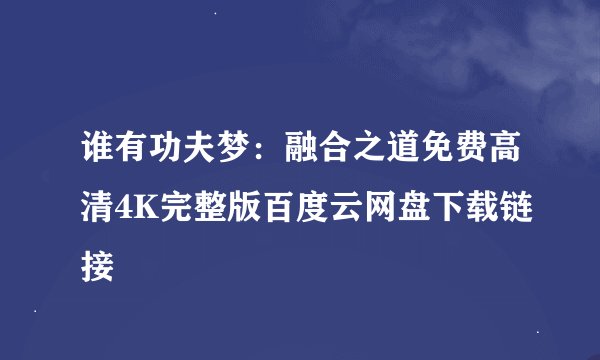 谁有功夫梦：融合之道免费高清4K完整版百度云网盘下载链接
