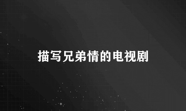 描写兄弟情的电视剧