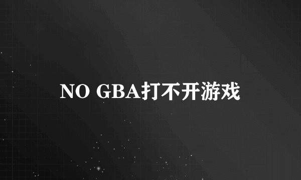 NO GBA打不开游戏