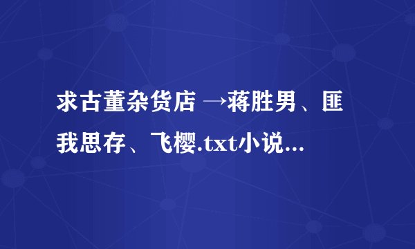 求古董杂货店 →蒋胜男、匪我思存、飞樱.txt小说txt百度网盘资源电子书完结版