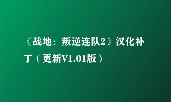 《战地：叛逆连队2》汉化补丁（更新V1.01版）