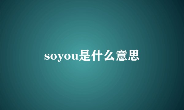 soyou是什么意思