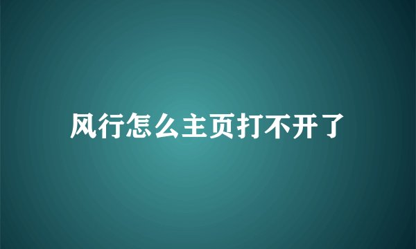 风行怎么主页打不开了