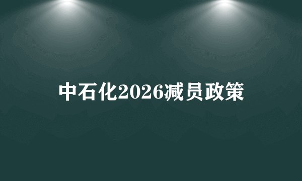 中石化2026减员政策