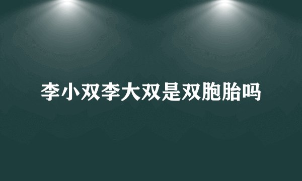 李小双李大双是双胞胎吗