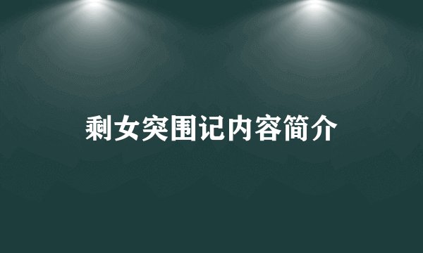 剩女突围记内容简介
