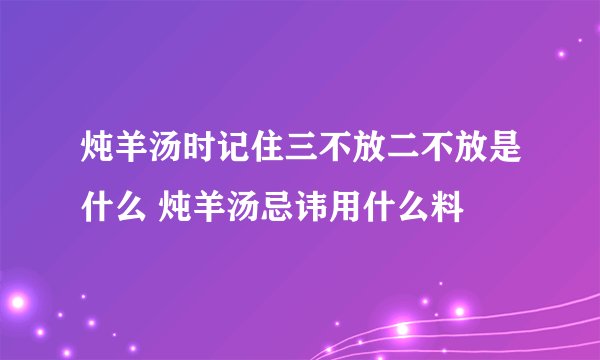 炖羊汤时记住三不放二不放是什么 炖羊汤忌讳用什么料