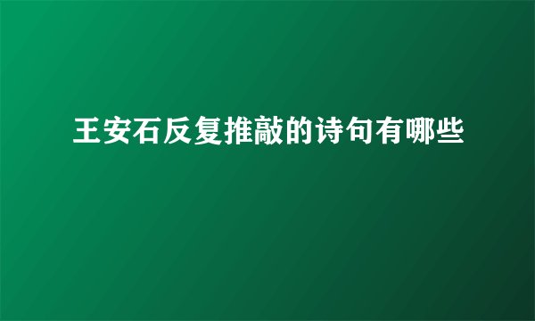 王安石反复推敲的诗句有哪些