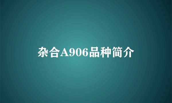 杂合A906品种简介