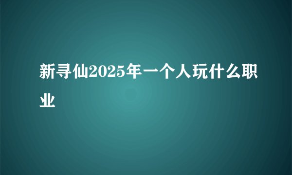 新寻仙2025年一个人玩什么职业