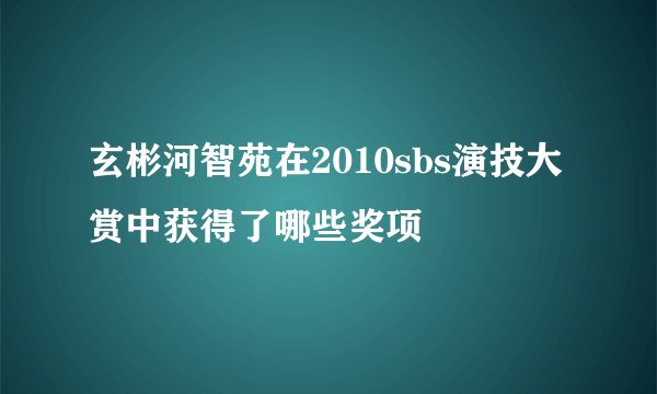 玄彬河智苑在2010sbs演技大赏中获得了哪些奖项