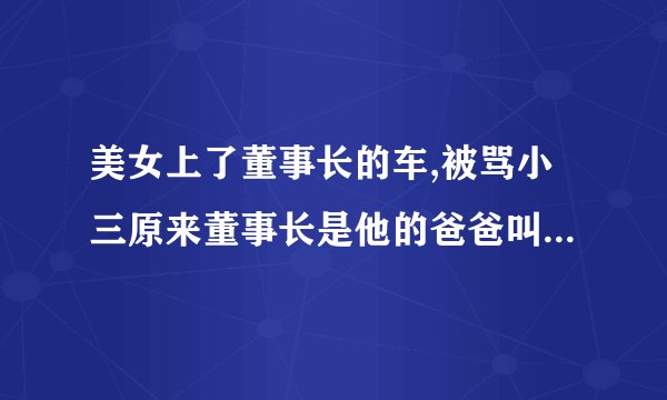美女上了董事长的车,被骂小三原来董事长是他的爸爸叫什么电视剧?