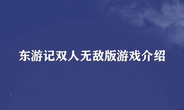 东游记双人无敌版游戏介绍