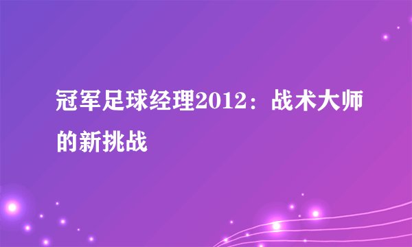 冠军足球经理2012：战术大师的新挑战