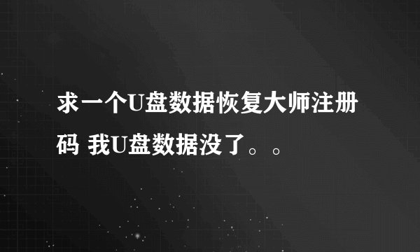 求一个U盘数据恢复大师注册码 我U盘数据没了。。