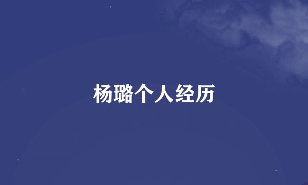 杨璐个人经历
