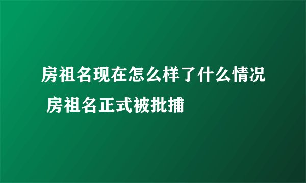 房祖名现在怎么样了什么情况 房祖名正式被批捕