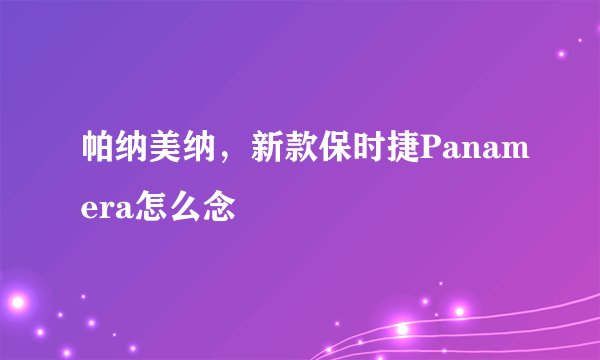 帕纳美纳，新款保时捷Panamera怎么念