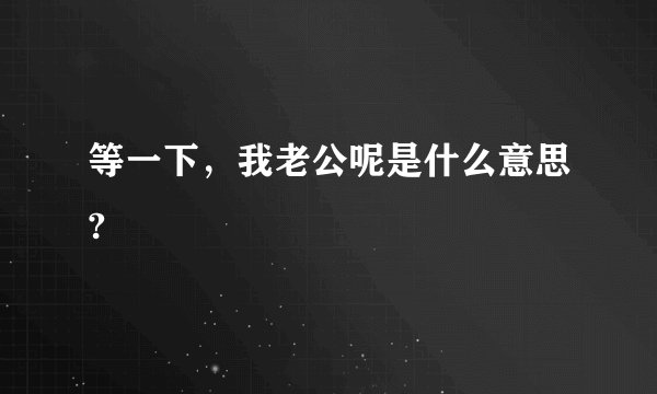 等一下,我老公呢是什么意思?