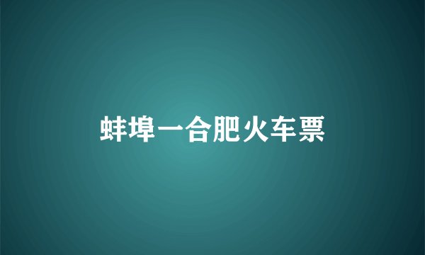 蚌埠一合肥火车票