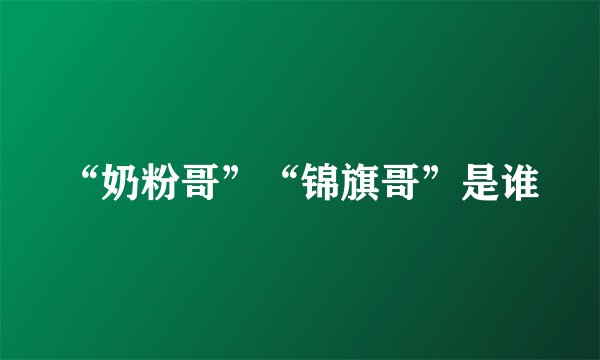 “奶粉哥”“锦旗哥”是谁