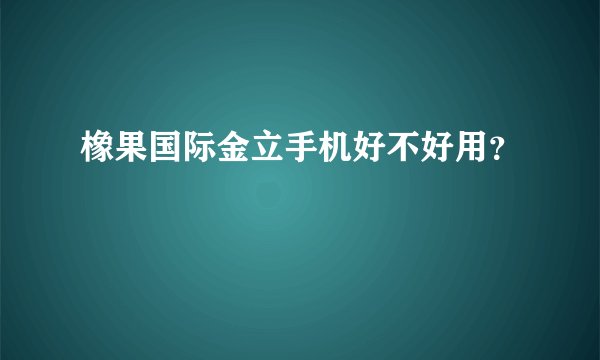 橡果国际金立手机好不好用？