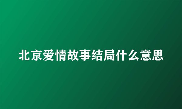北京爱情故事结局什么意思