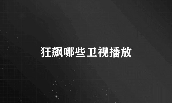 狂飙哪些卫视播放