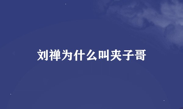 刘禅为什么叫夹子哥