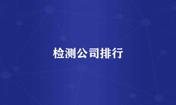 检测公司排行