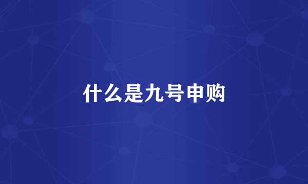 什么是九号申购