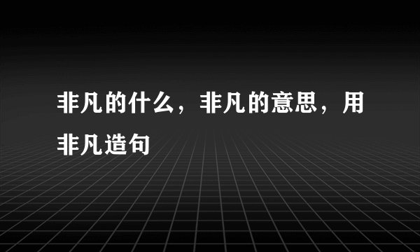 非凡的什么，非凡的意思，用非凡造句