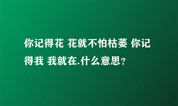 你记得花 花就不怕枯萎 你记得我 我就在.什么意思？